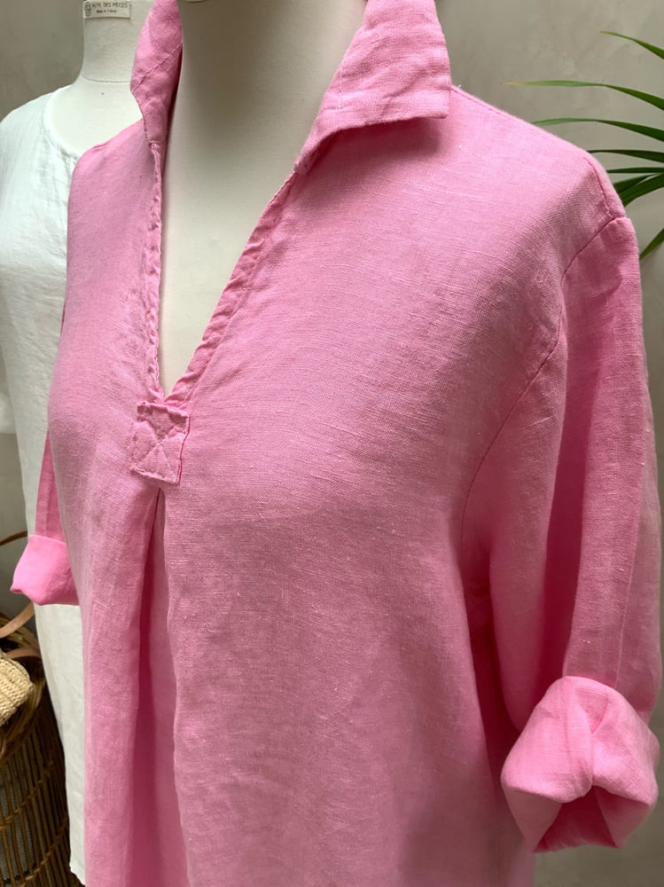 Image of Robe En Lin Daphné Rose Claire