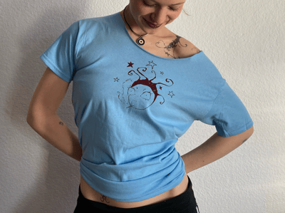 Image of off shoulder print shirt :)