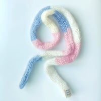 Image 2 of Skinny Scarf Cream, Pastel Blue and Light Pink