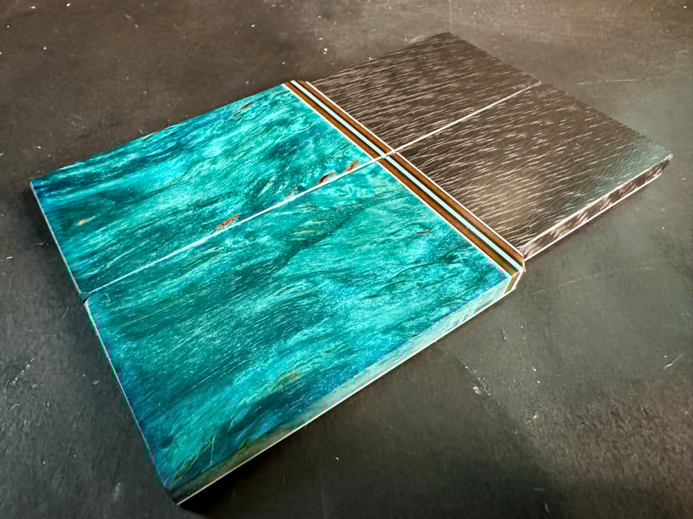 Image of Crosscut Carbon Fiber & Masur Birch Segmented Knife Scales