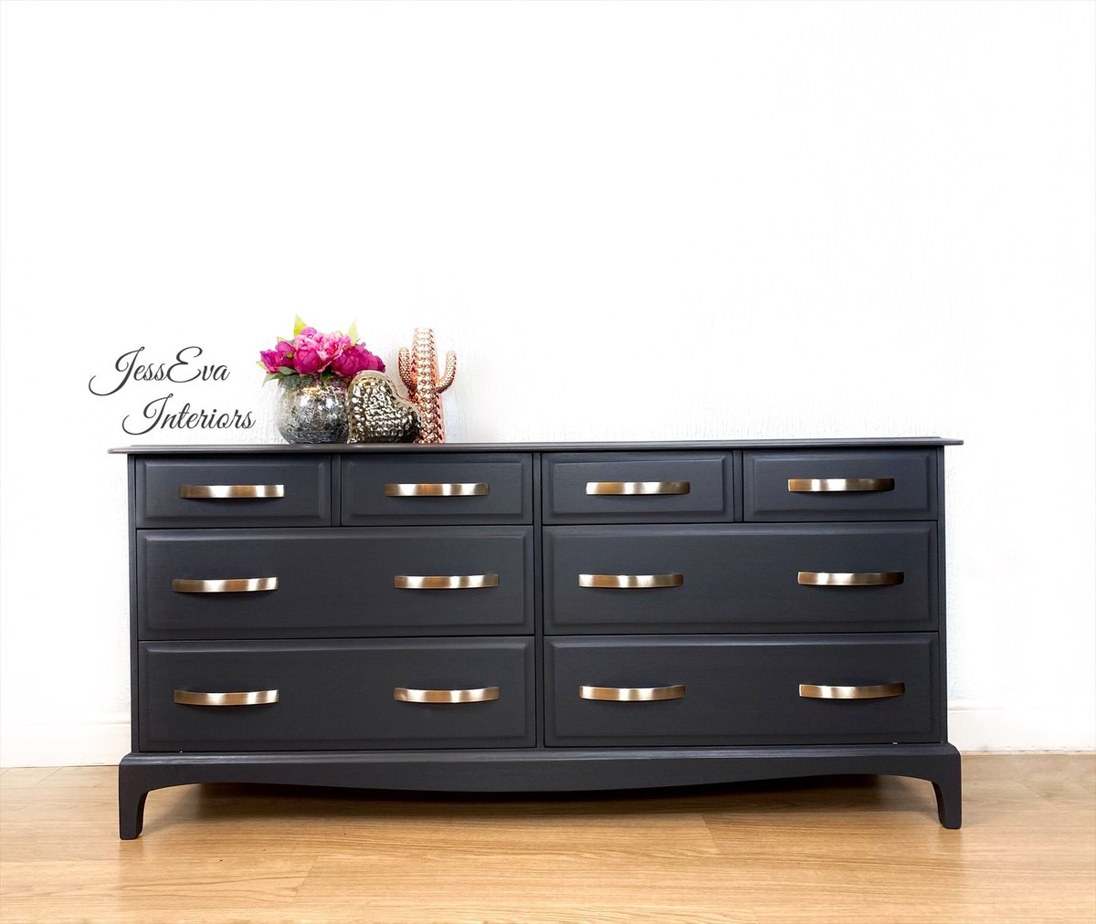 Vintage Stag Captain CHEST OF DRAWERS / SIDEBOARD / TV CABINET painted in dark grey