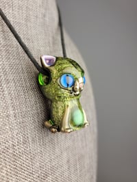 Image 6 of Matalic Green Kitty Pendant