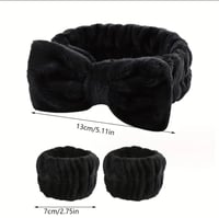 Image 5 of Plush Headband & Wristbands Set, For Washing Face Skincare Spa Wear