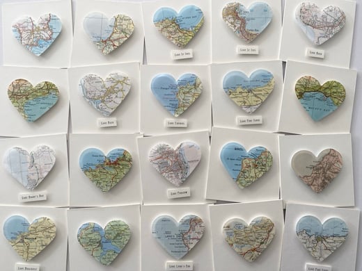 Rocket & Co. Love Cornwall map heart artworks 
