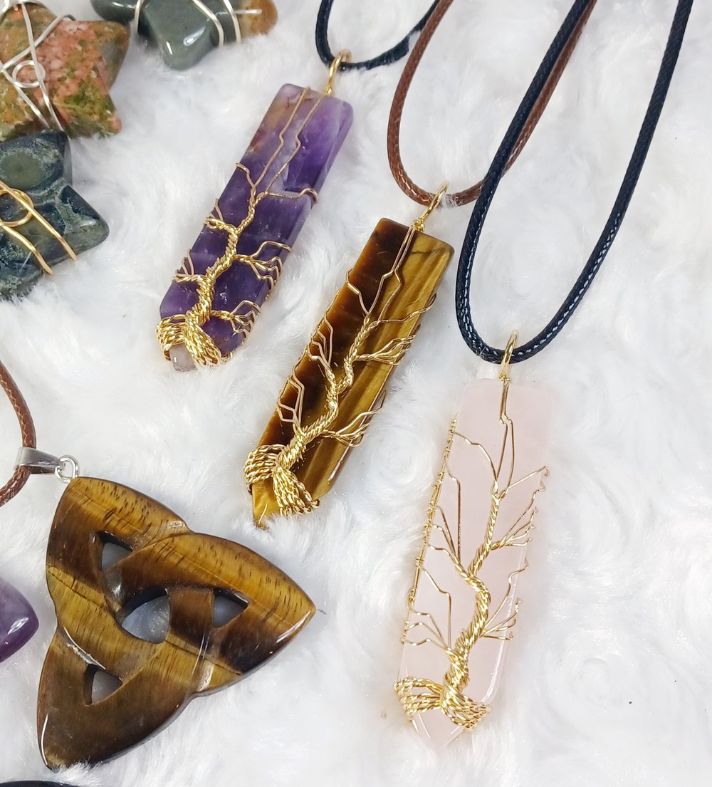 Image of Carved Crystal Necklaces 