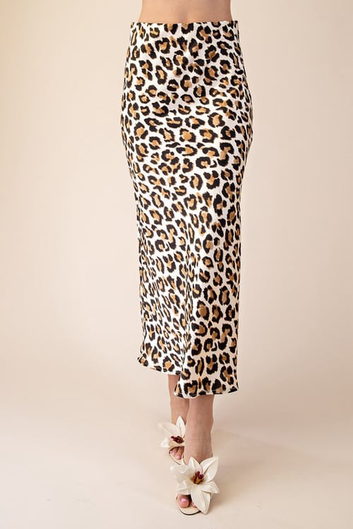 Image of High Waist Midi Skit- Leopard