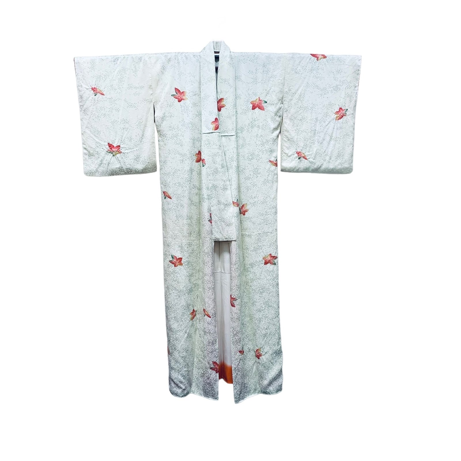 Antique Silk Kimono (Silver & Grey Shibori Leaves) | LUMEN