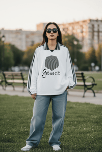 Image 4 of Get Use 2 It Striped Collar Sweatshirt White