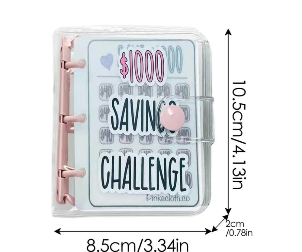 Image of Pink Binder Savings Challenge $1000 Save Money Debt Free