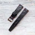 20mm Vintage Style Crocodile Strap - Black