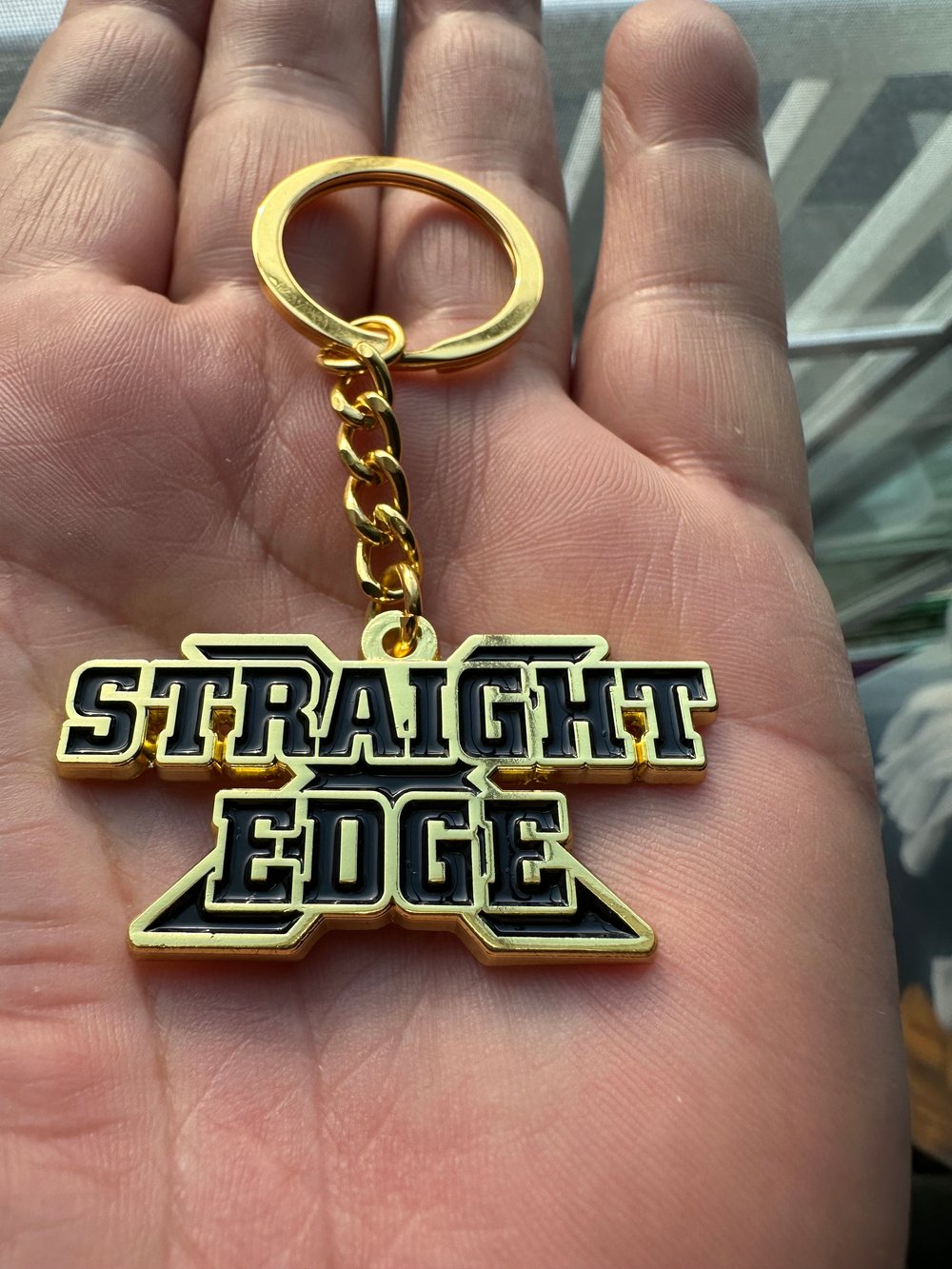 Shiny Gold Metallic "Straight Edge" metal Keychain