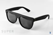 Image of SUPER sunglasses Flat Top Leather Black