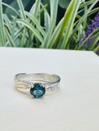 Image 13 of sterling silver feather ring with blue topaz 