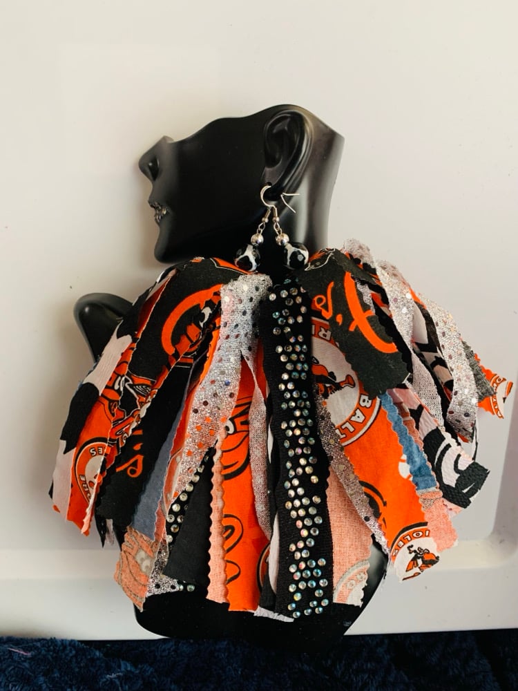 Image of Orange Bird Tassel Earrings