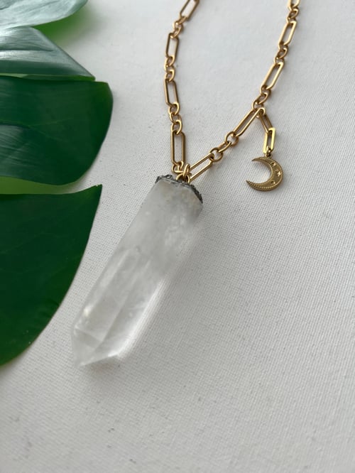 Image of JONNI • Clear Quartz & Moon Necklace