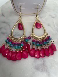 Image 2 of CHANDELIER BOHEMIAN STYLE EARRINGS pink