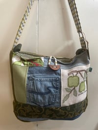 Image 2 of 'Granny Smith' Green Patchwork Messenger Bag 