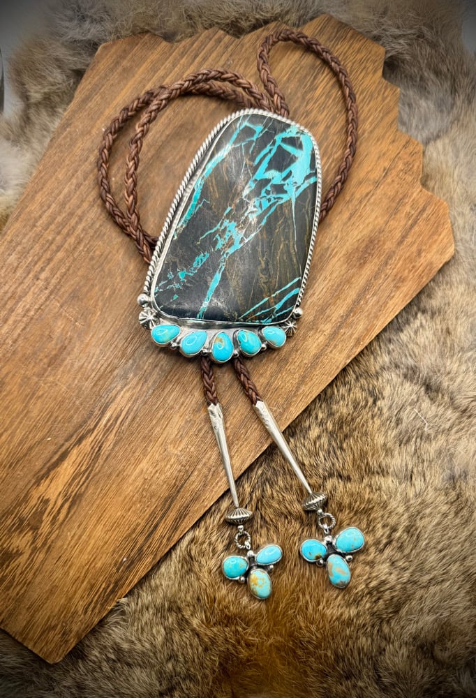 Image of Blackjack & Kingman Turquoise Bolo