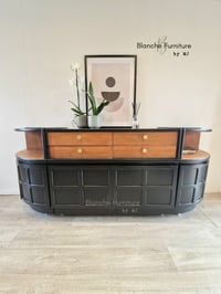 Image 1 of Large Mid Century Luxury Sideboard Nathan | Curved Teak Sideboard Black | 4 Walnut Drawers 