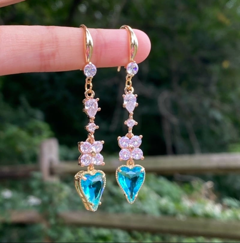 Image of ✨✨❤️Midnight Sparkles✨✨❤️ Aqua Dangling Earrings