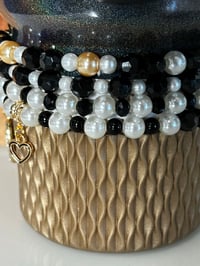 Image 2 of Wild Blooms Black, Cream, and Gold Tumbler Bracelet Stack