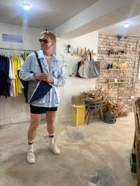 Image 4 of Large Heavy Duty Parachute Tote (Navy/Silver)