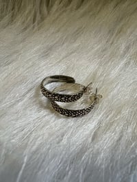 Image 2 of Sterling Snakeskin Stud Hoops