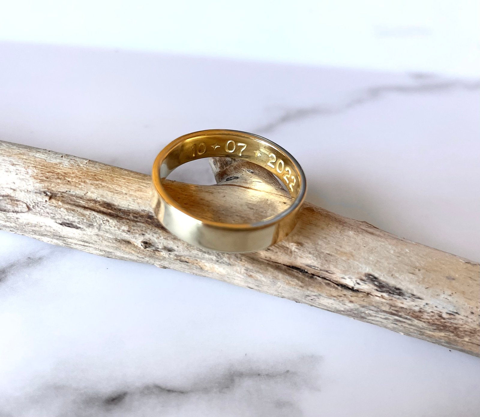 Celestial 18ct Gold Wedding Ring With Sun AND Moon stamps