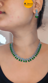 Image 7 of Usha- Simple yet Beautiful American Diamond Necklace Set