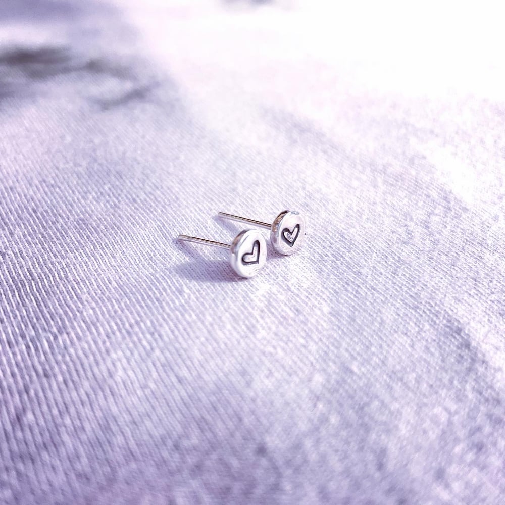 Handmade Sterling Silver Love Heart Stud Earrings