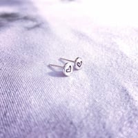 Image 4 of Handmade Sterling Silver Love Heart Stud Earrings 