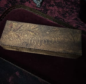Image of Antique Victorian Wooden Glove Box w/ Gloves