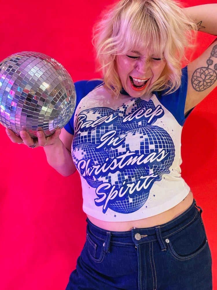 Image of Balls deep in christmas spirit raglan/baby tee