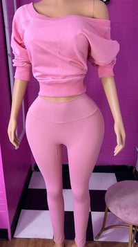 Pink Drop Shoulder Top & Leggings Set