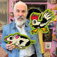 Olive Pig & Rooster- Pair of Wood cutouts