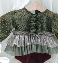 Image 2 of Newborn body-dress for photo shoots | Rini | khaki green | burgundy