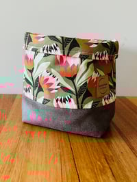 Image 1 of Storage Bag-Green shades with Protea Design