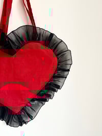 Image 3 of Red Heart Bag with Black Tulle Ruffle – Valentine’s Edition
