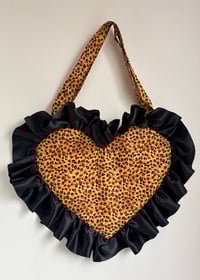 Image 2 of Leopard Print Heart Tote Bag with Black Ruffle – Sample Piece (Limited)