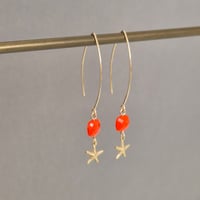 Image 2 of Boucles d’oreilles étoile de mer  or et rouge