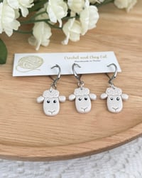 Image 1 of Wooly Sheep Stitch Markers for Crocheting and Knitting 
