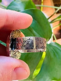 Image 7 of Size 8.5 Kingman turquoise ring with Van Gogh quote