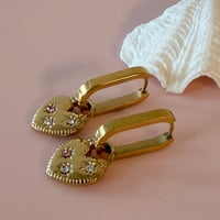 Image 5 of Oval Huggies with Heart - Gold