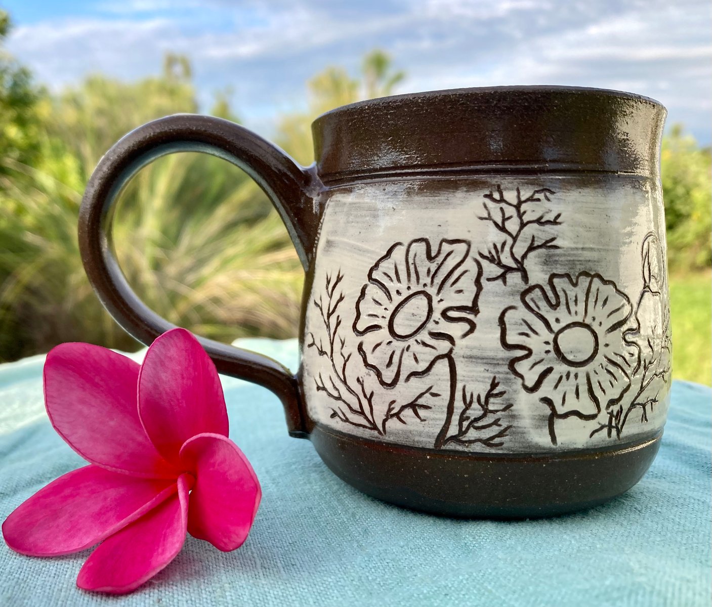 Natural Clay Carved Mug