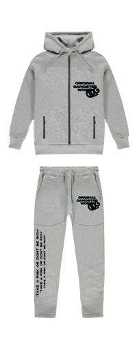 OG WORLD- BLACK ON GREY ZIP UP TRACKSUIT