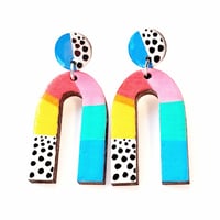 Image 2 of Arch Earrings, handpainted wooden dangle statement earrings