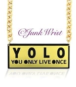 Image of Gold YOLO Name Plate Unisex 