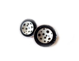 Image of Double Studs in Black Sparkle and black/White Polkadot
