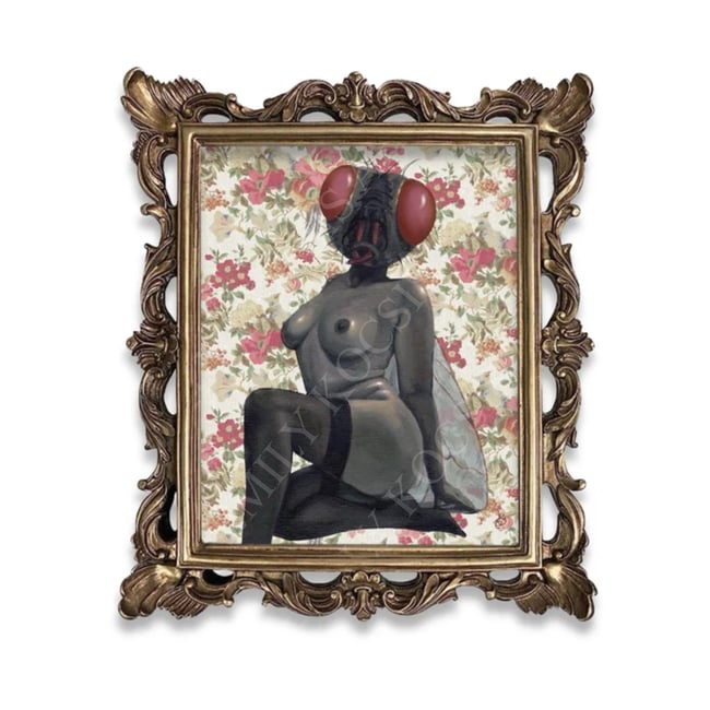 Original Painting Print // ‘Human Fly’ Original Painting & Digital Collage Hybrid