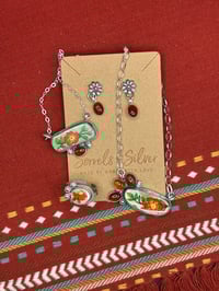 Image 5 of Three Stone Carnelian Flower Necklace